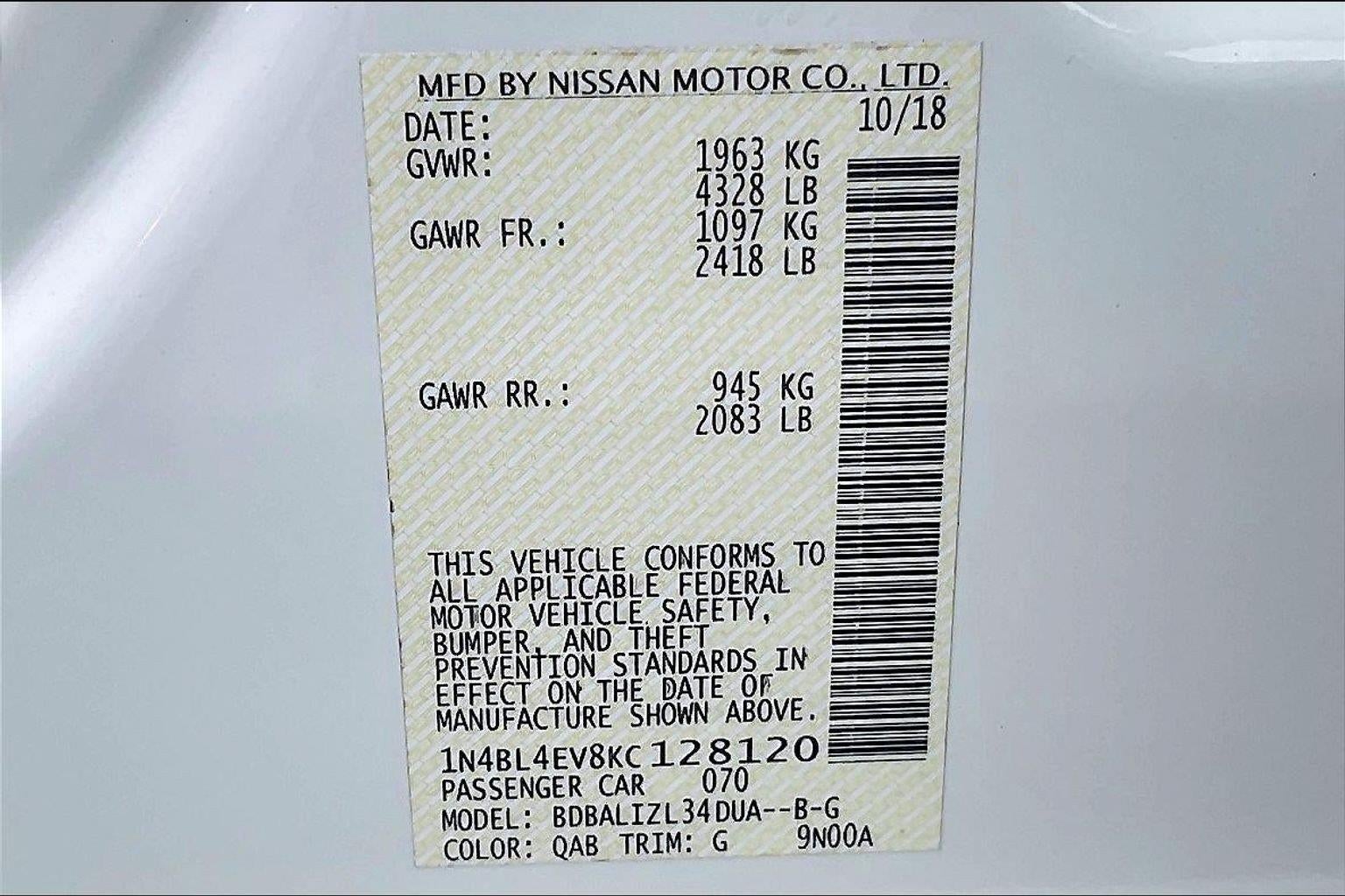 2019 Nissan Altima 2.5 SL
