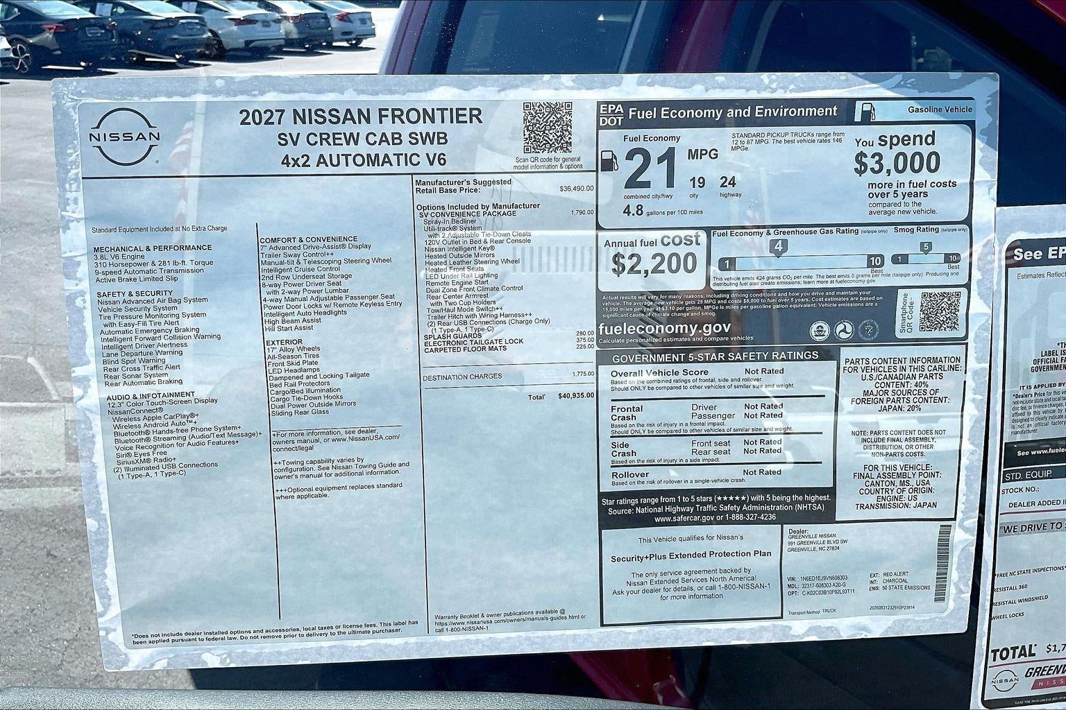 2027 Nissan Frontier SV