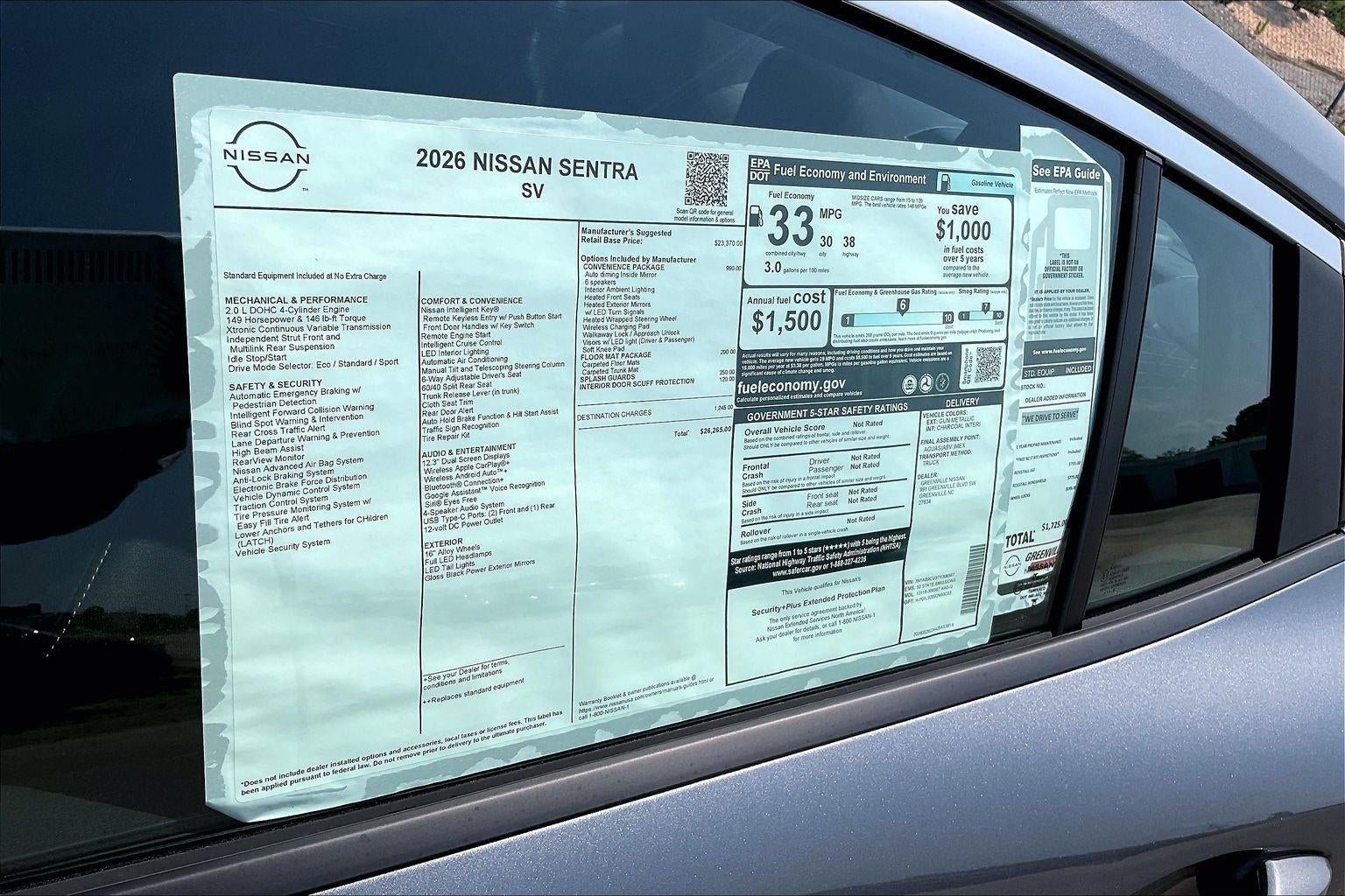 2026 Nissan Sentra SV