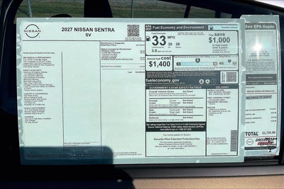 2027 Nissan Sentra SV