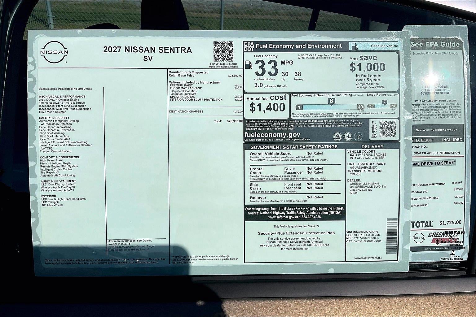 2027 Nissan Sentra SV