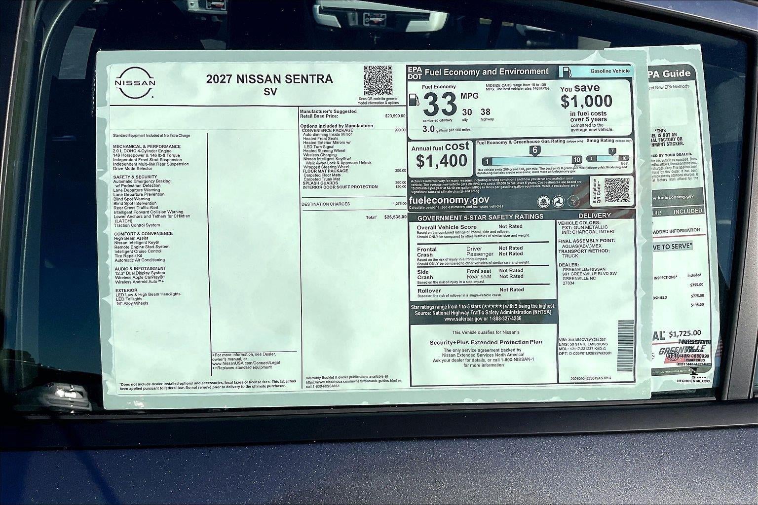2027 Nissan Sentra SV