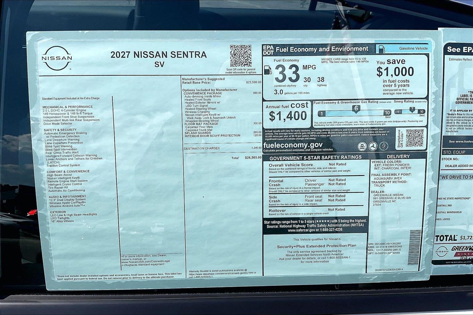 2027 Nissan Sentra SV
