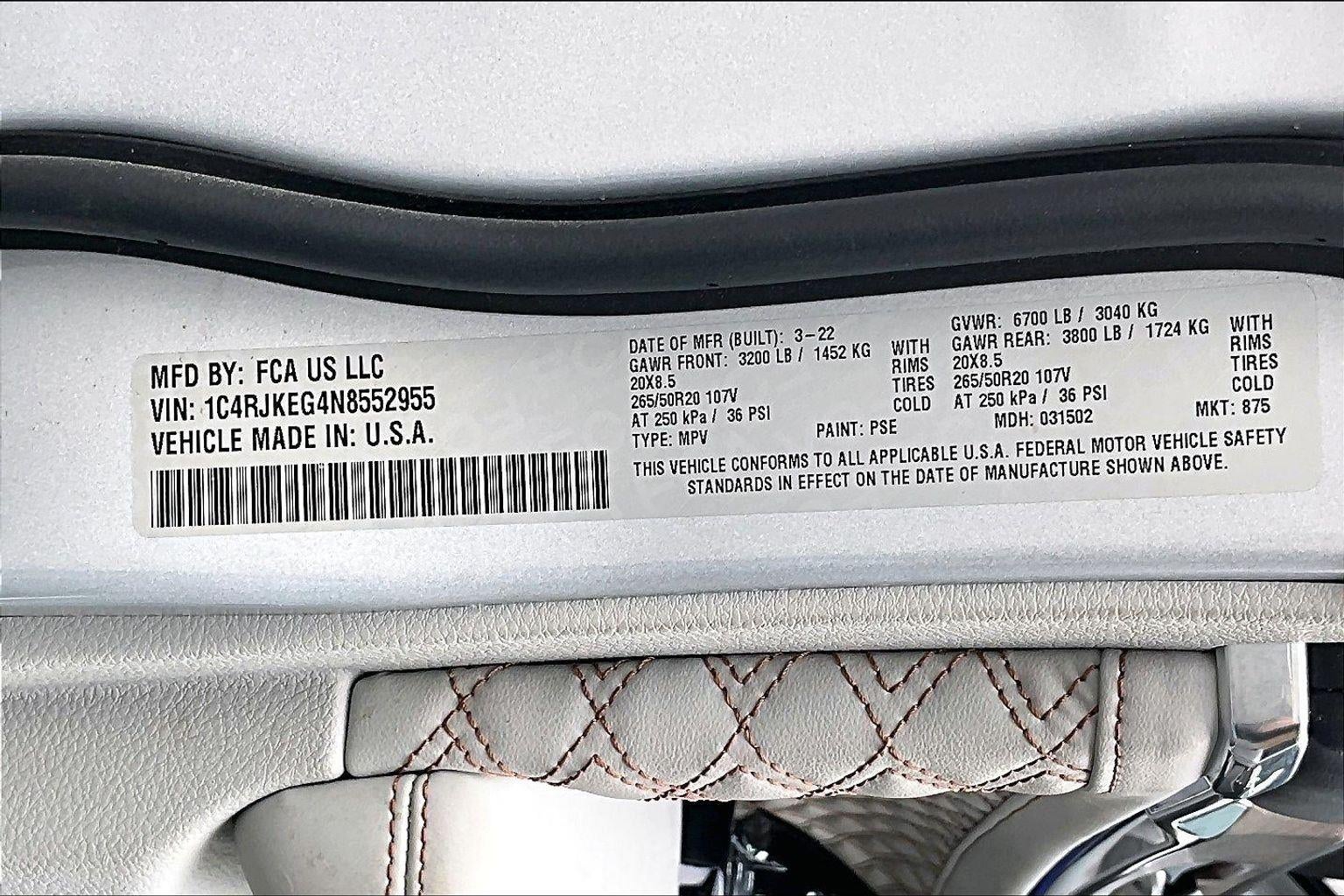 2022 Jeep Grand Cherokee L Summit