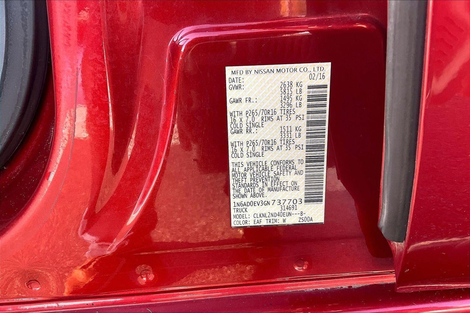 2016 Nissan Frontier SV