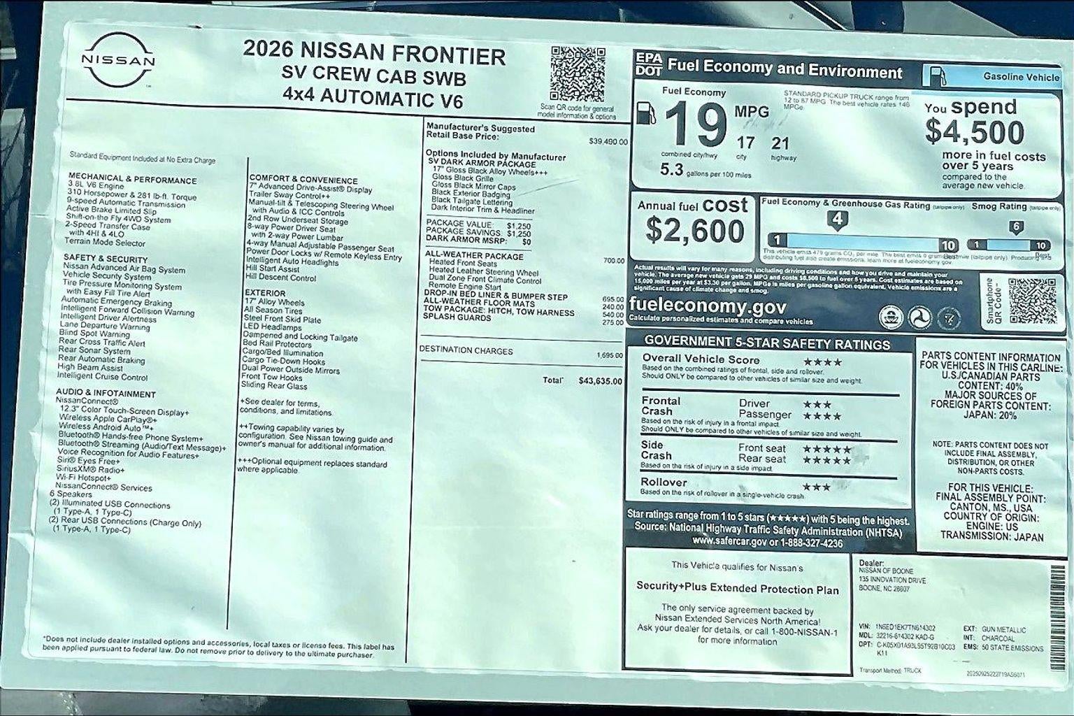 2026 Nissan Frontier SV