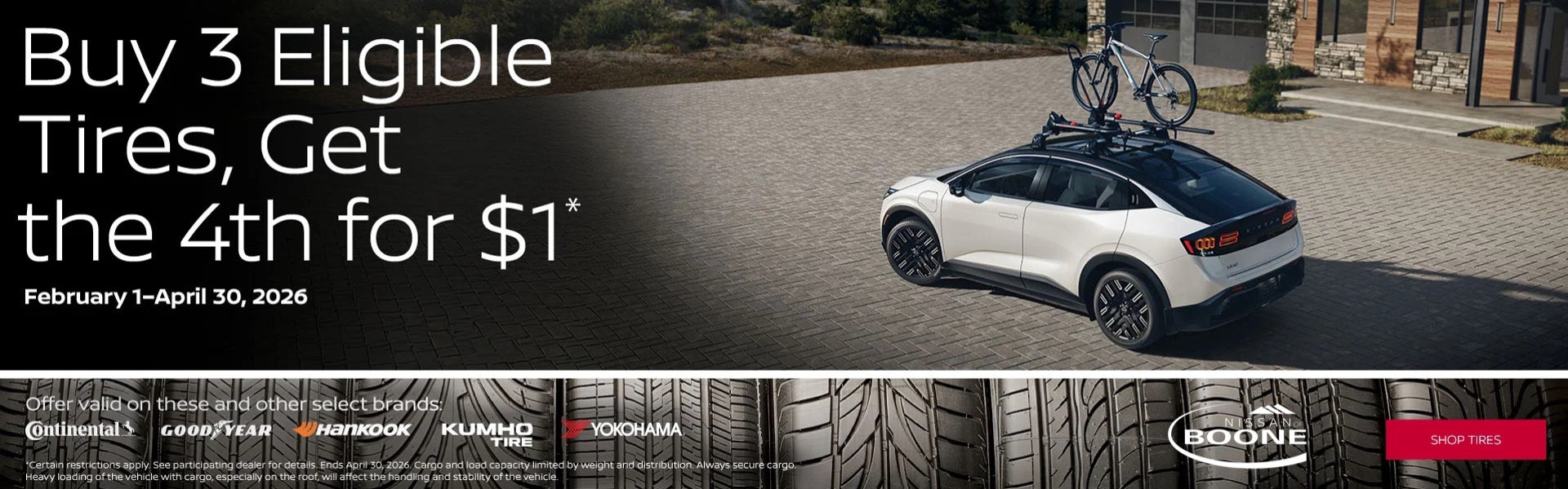 Buy Three Tires, Get One For $1.00